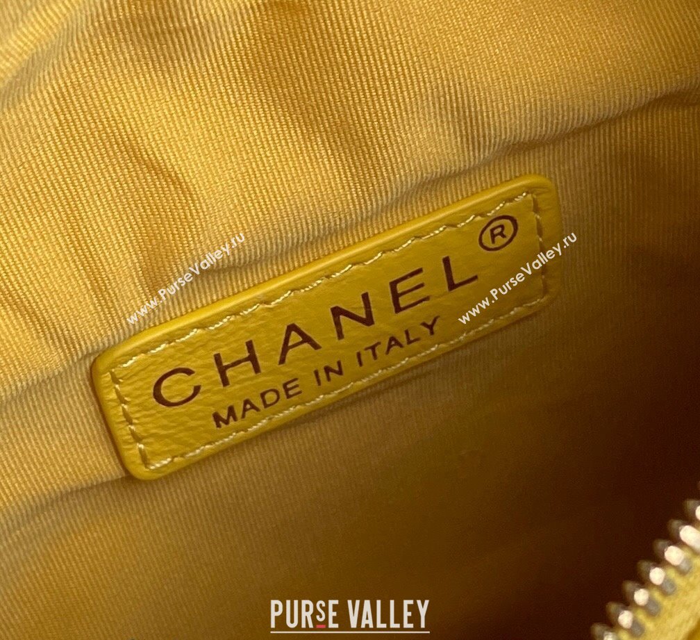 Chanel Shiny Crumpled Lambskin Small Camera Case bag AS5220 Yellow 2024 (yezi-241107139)