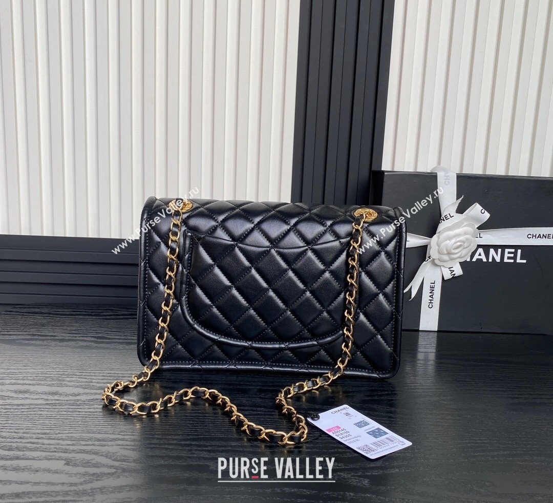 Chanel Shiny Crumpled Calfskin Large Flap bag AS5145 Black 2024 (yezi-241107141)