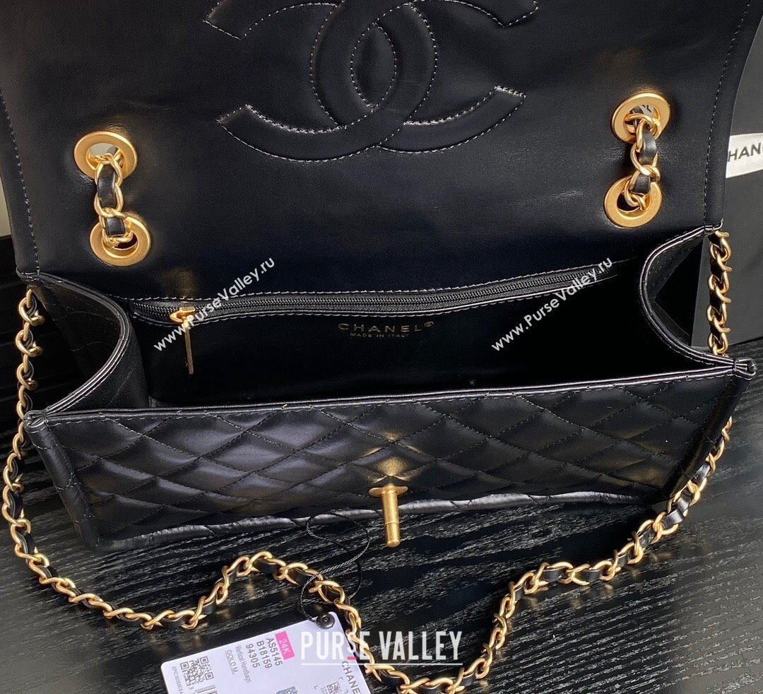 Chanel Shiny Crumpled Calfskin Large Flap bag AS5145 Black 2024 (yezi-241107141)