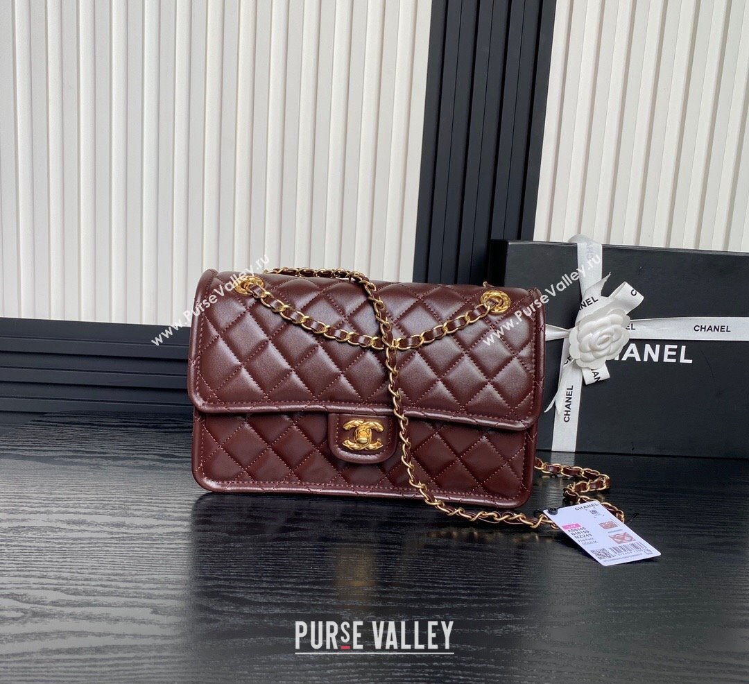 Chanel Shiny Crumpled Calfskin Large Flap bag AS5145 Dark Brown 2024 (yezi-241107142)