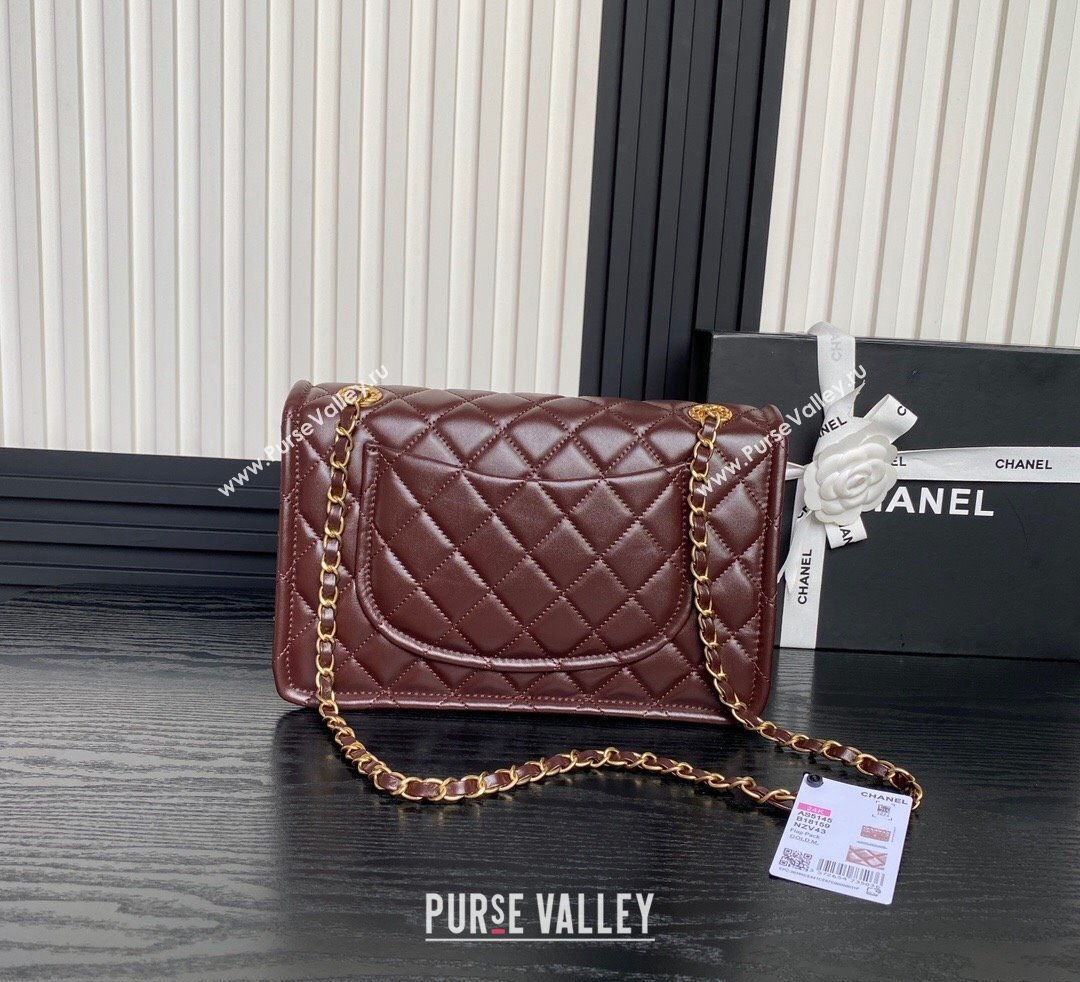 Chanel Shiny Crumpled Calfskin Large Flap bag AS5145 Dark Brown 2024 (yezi-241107142)