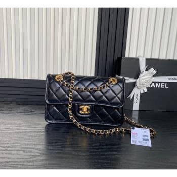 Chanel Shiny Crumpled Calfskin Flap bag AS5225 Black 2024 (yezi-241107143)