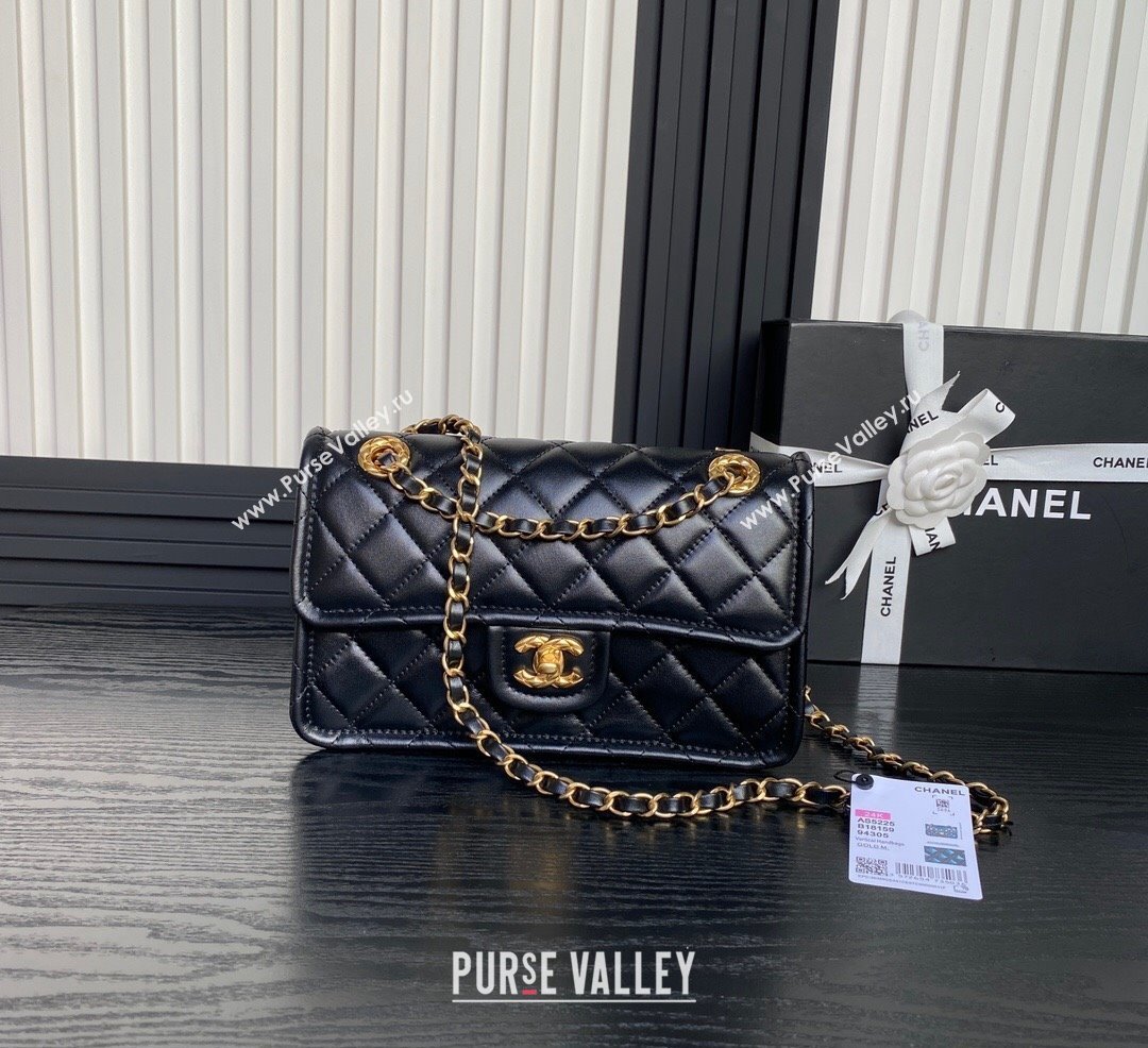 Chanel Shiny Crumpled Calfskin Flap bag AS5225 Black 2024 (yezi-241107143)