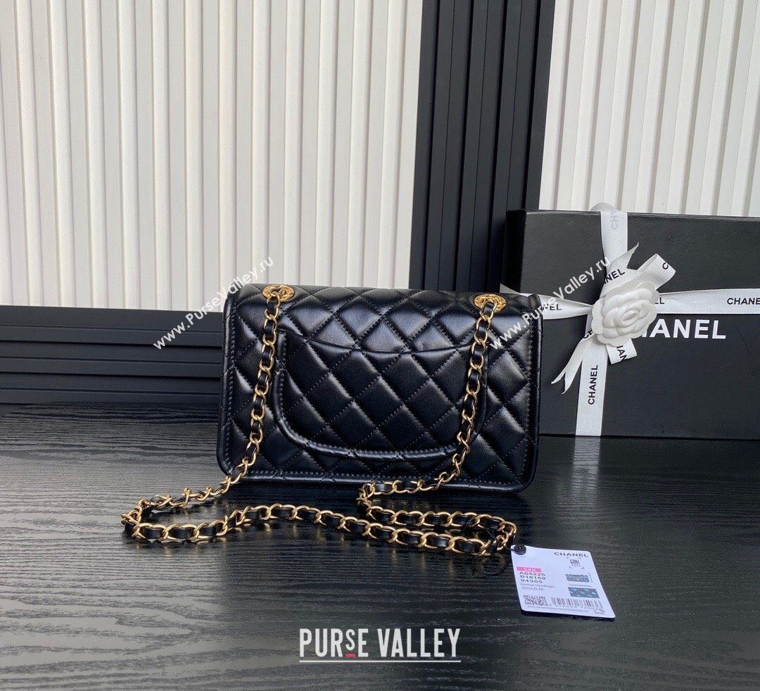 Chanel Shiny Crumpled Calfskin Flap bag AS5225 Black 2024 (yezi-241107143)