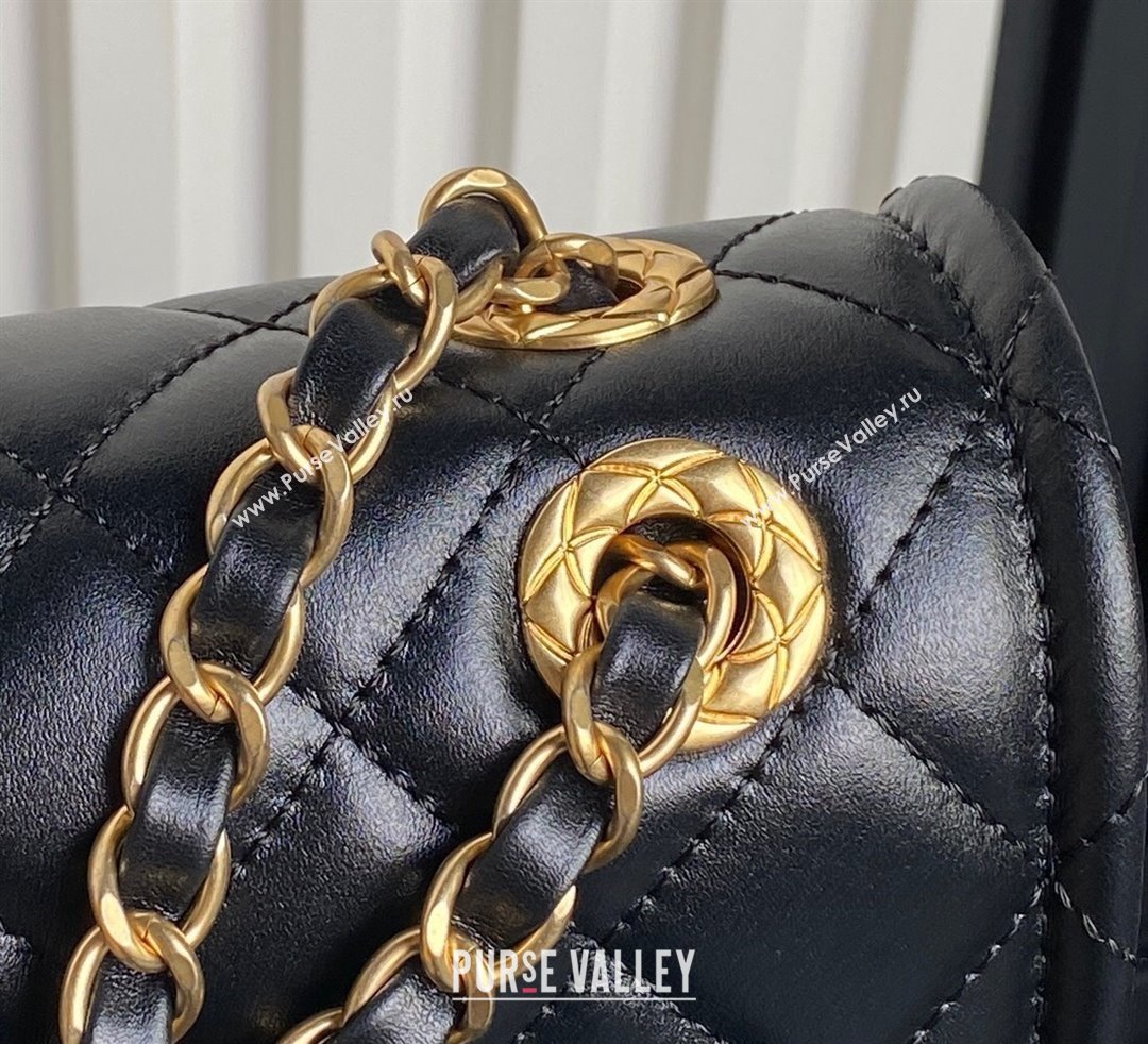 Chanel Shiny Crumpled Calfskin Flap bag AS5225 Black 2024 (yezi-241107143)