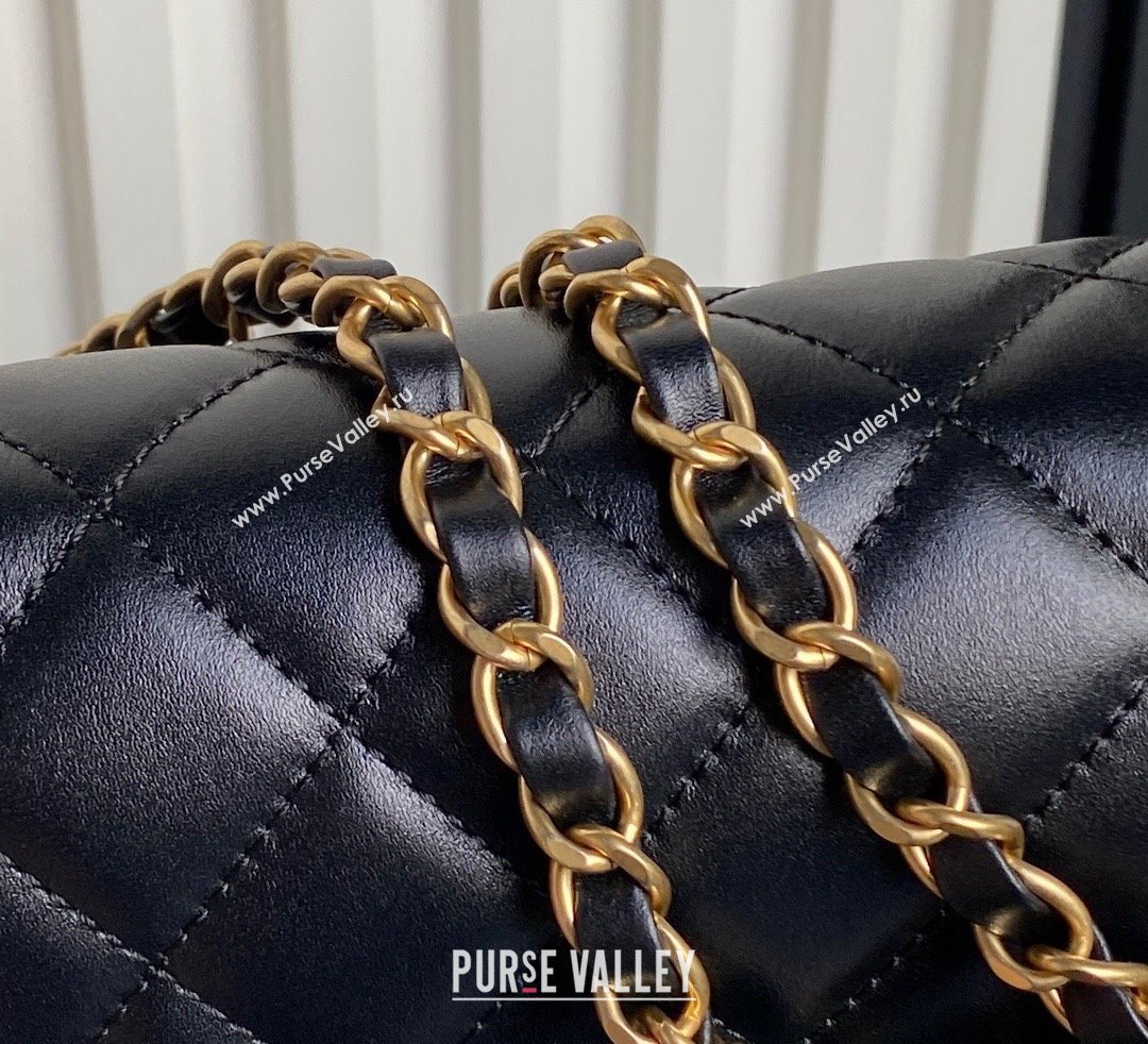 Chanel Shiny Crumpled Calfskin Flap bag AS5225 Black 2024 (yezi-241107143)