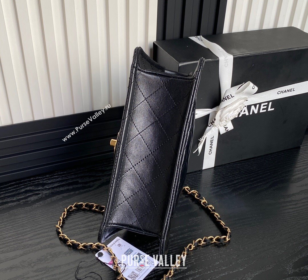 Chanel Shiny Crumpled Calfskin Flap bag AS5225 Black 2024 (yezi-241107143)