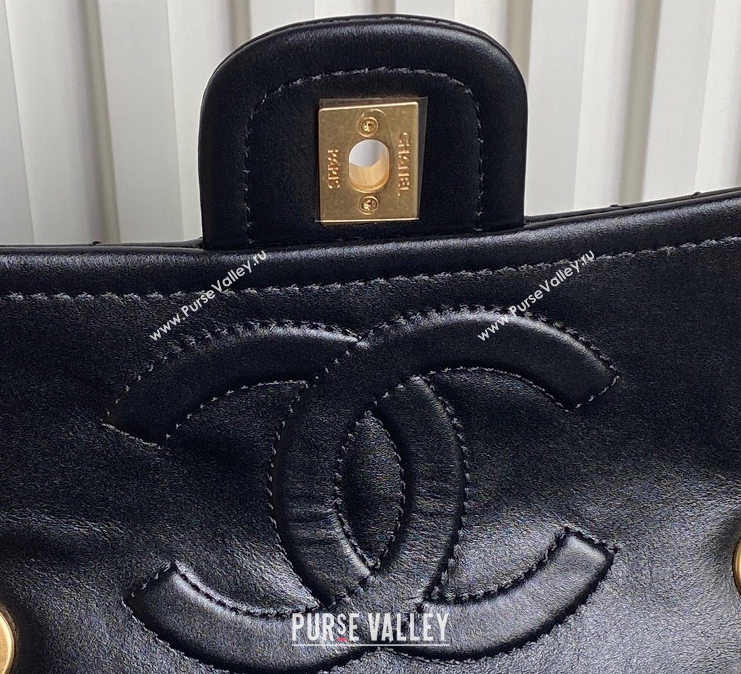 Chanel Shiny Crumpled Calfskin Flap bag AS5225 Black 2024 (yezi-241107143)