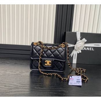 Chanel Shiny Crumpled Calfskin Mini Flap bag AS5226 Black 2024 (yezi-241107145)