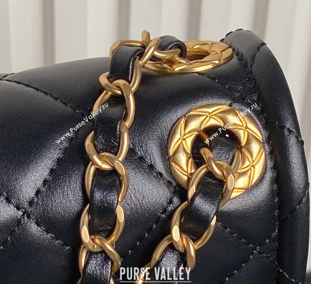 Chanel Shiny Crumpled Calfskin Mini Flap bag AS5226 Black 2024 (yezi-241107145)