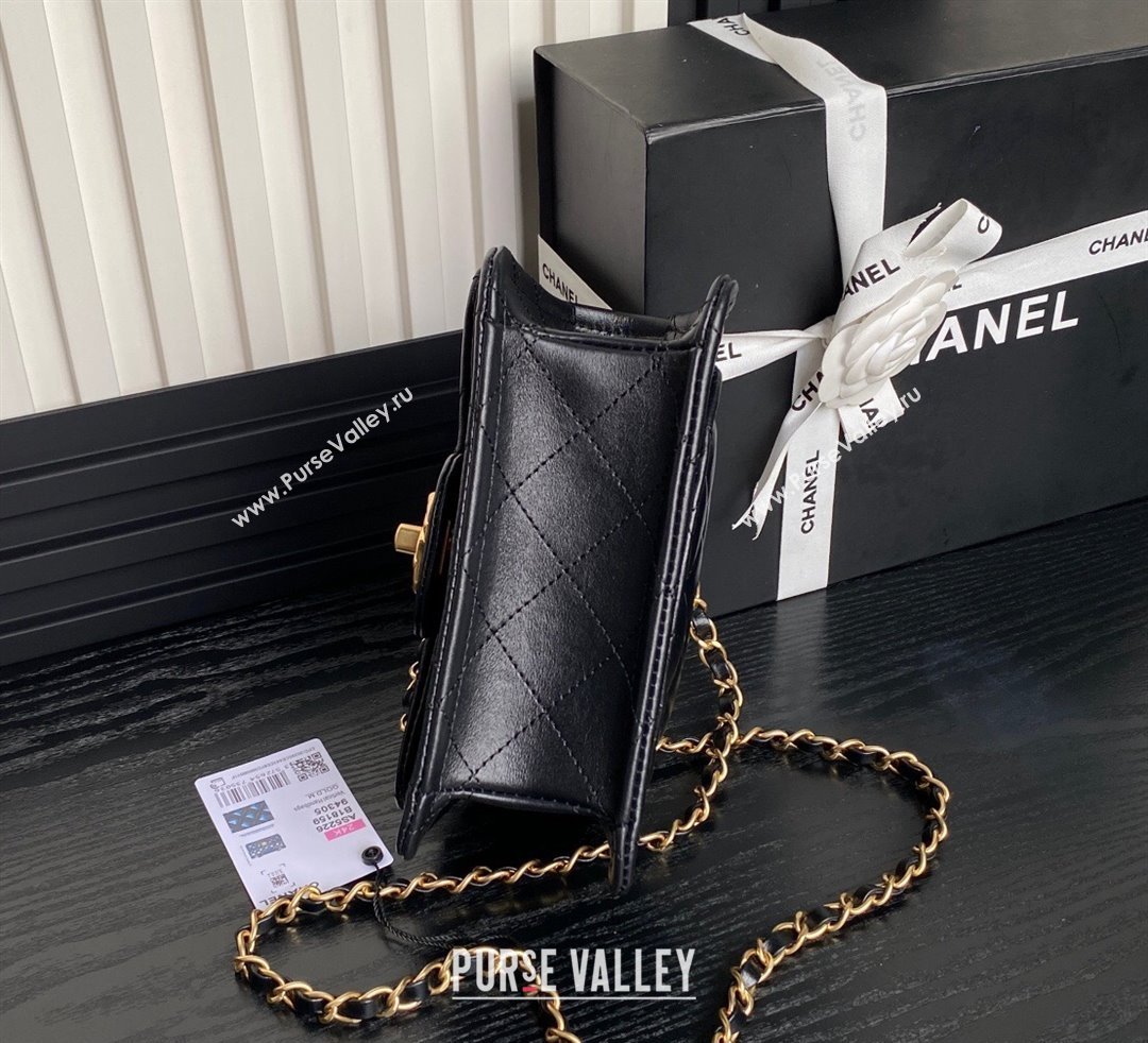 Chanel Shiny Crumpled Calfskin Mini Flap bag AS5226 Black 2024 (yezi-241107145)