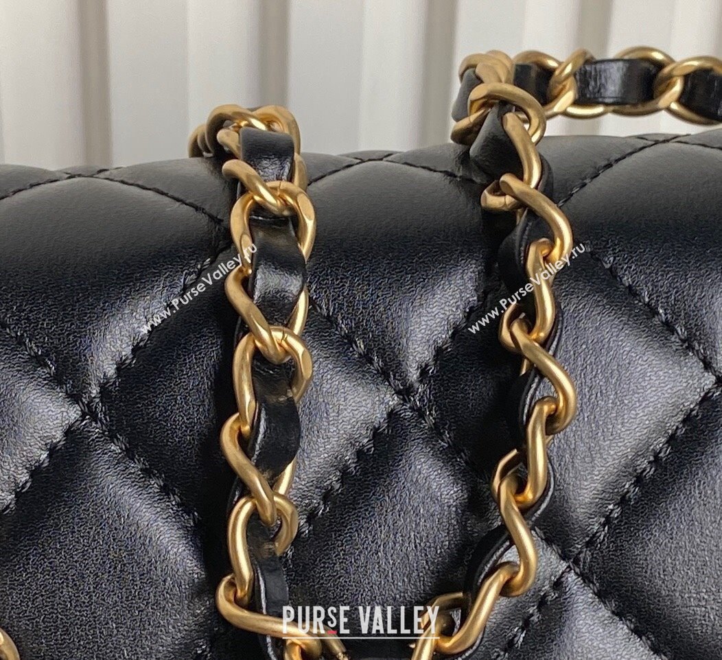 Chanel Shiny Crumpled Calfskin Mini Flap bag AS5226 Black 2024 (yezi-241107145)