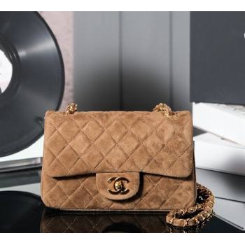 Chanel Suede Classic Mini Flap Bag A01116 Brown 2024 1107 (yezi-241107115)