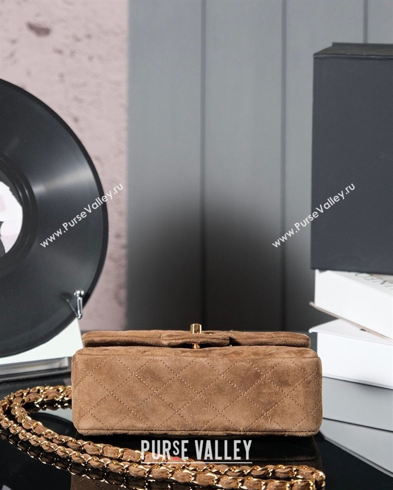 Chanel Suede Classic Mini Flap Bag A01116 Brown 2024 1107 (yezi-241107115)