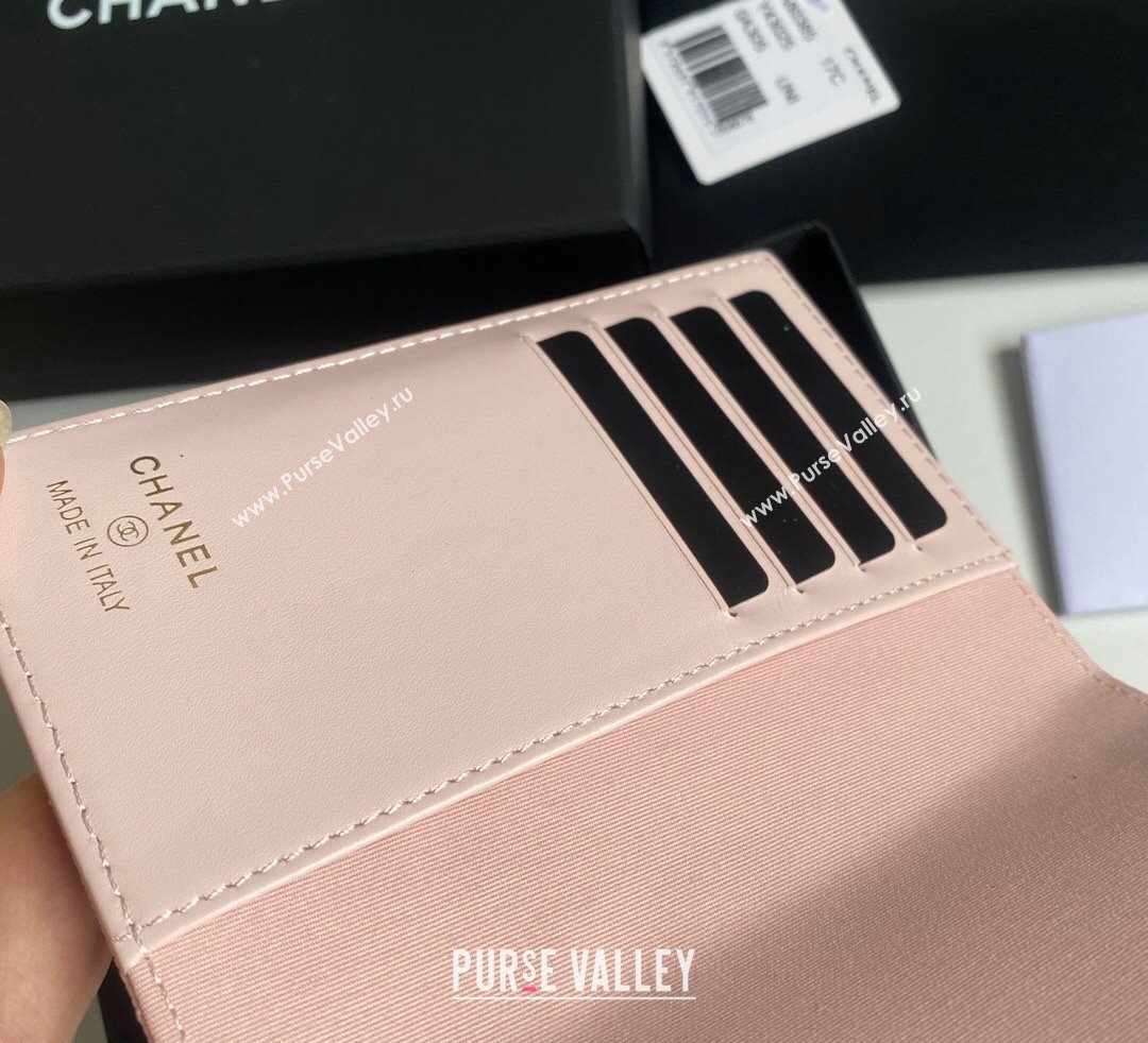 Chanel Grained Calfskin Passport Cover Light Pink 2024 A80385 (yezi-241107090)