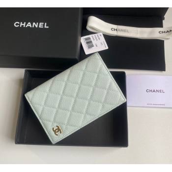 Chanel Grained Calfskin Passport Cover Pale Green 2024 A80385 (yezi-241107091)