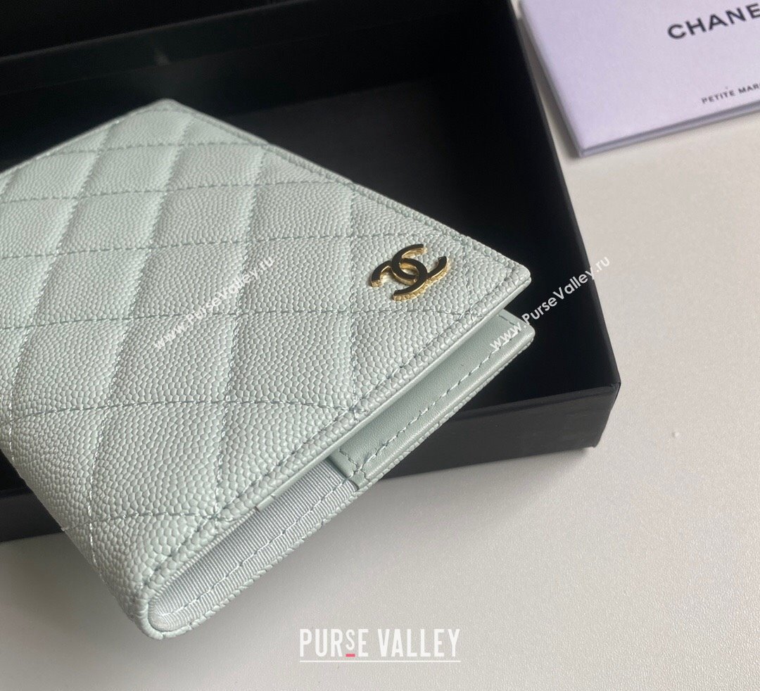 Chanel Grained Calfskin Passport Cover Pale Green 2024 A80385 (yezi-241107091)