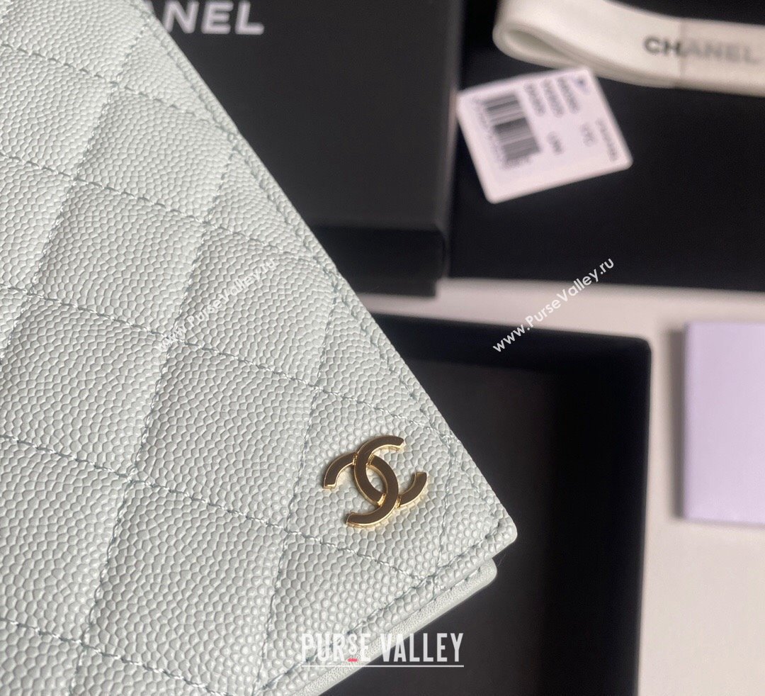 Chanel Grained Calfskin Passport Cover Pale Green 2024 A80385 (yezi-241107091)