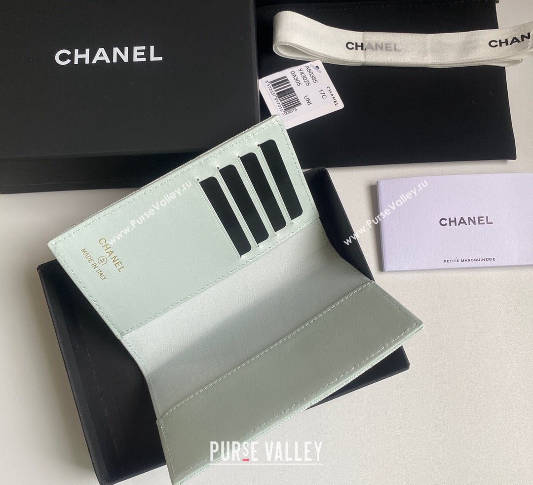 Chanel Grained Calfskin Passport Cover Pale Green 2024 A80385 (yezi-241107091)