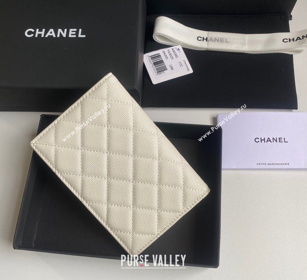 Chanel Grained Calfskin Passport Cover White 2024 A80385 (yezi-241107092)