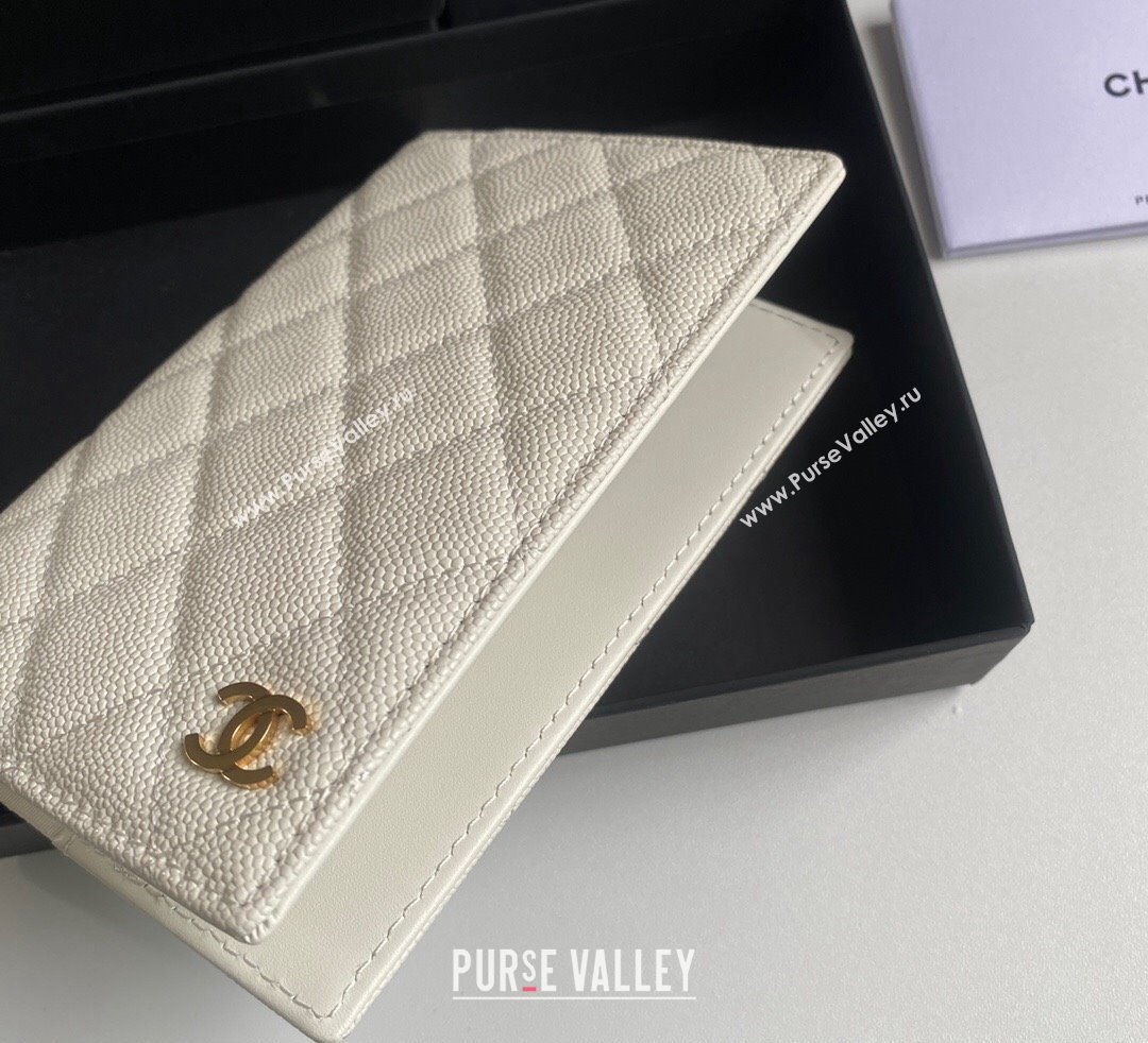 Chanel Grained Calfskin Passport Cover White 2024 A80385 (yezi-241107092)