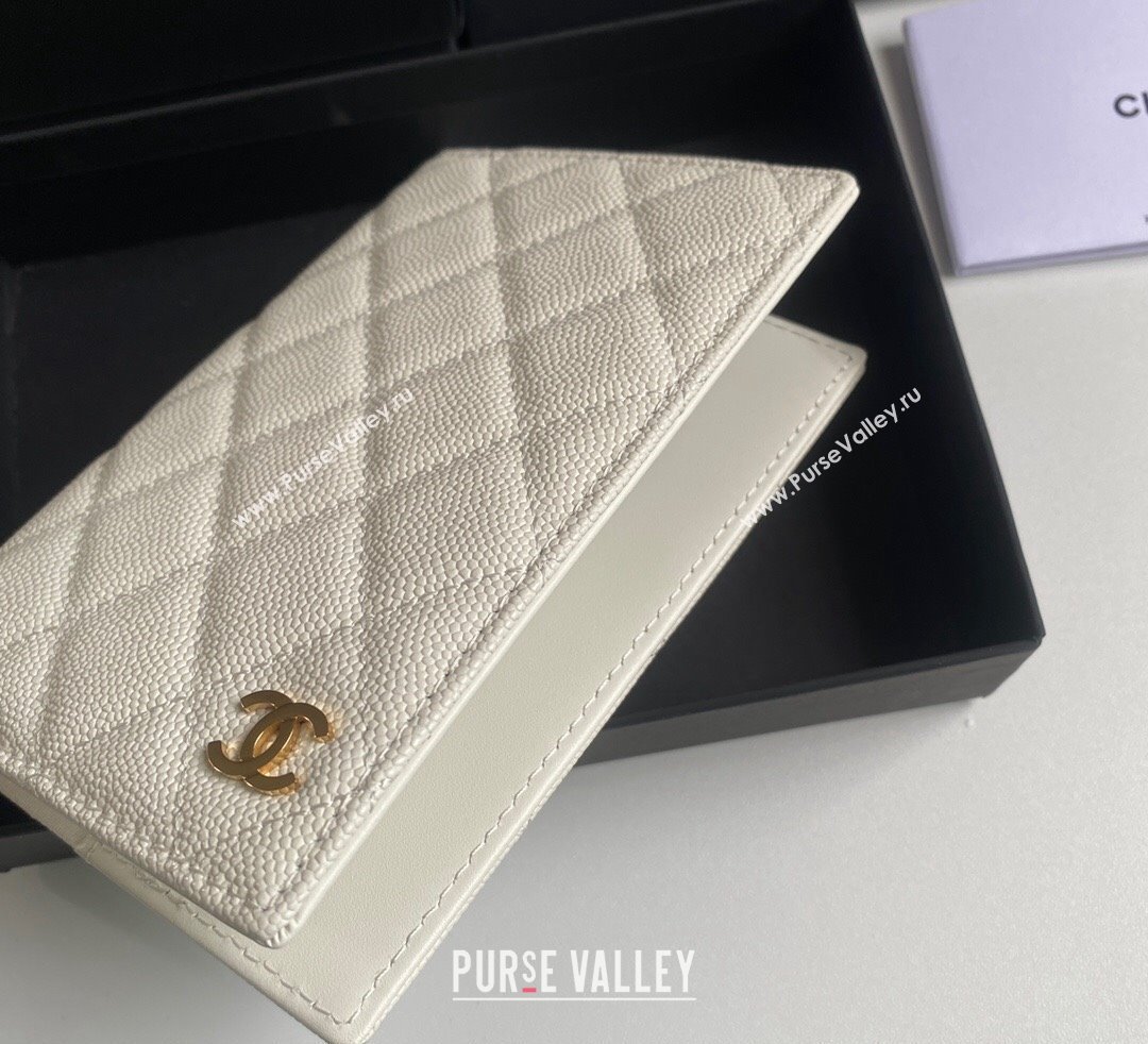 Chanel Grained Calfskin Passport Cover White 2024 A80385 (yezi-241107092)