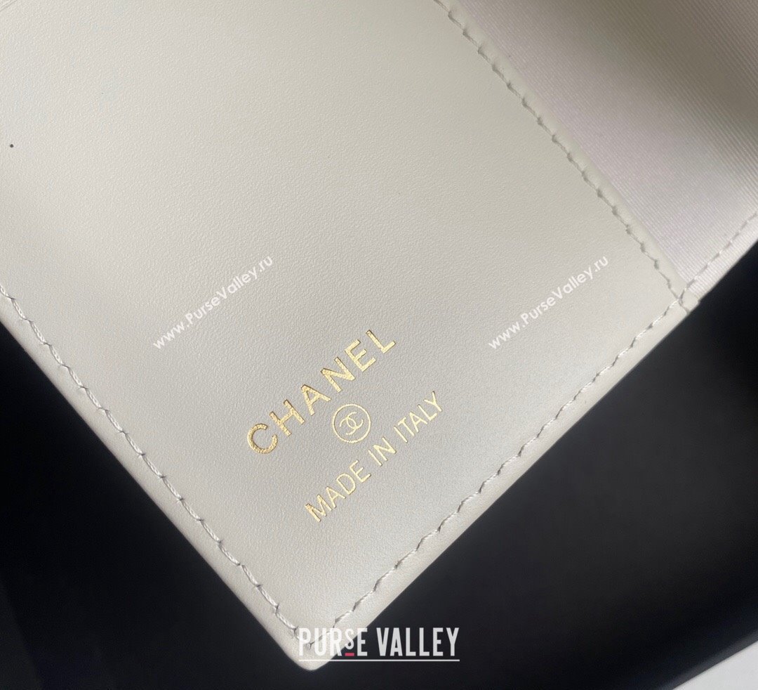 Chanel Grained Calfskin Passport Cover White 2024 A80385 (yezi-241107092)