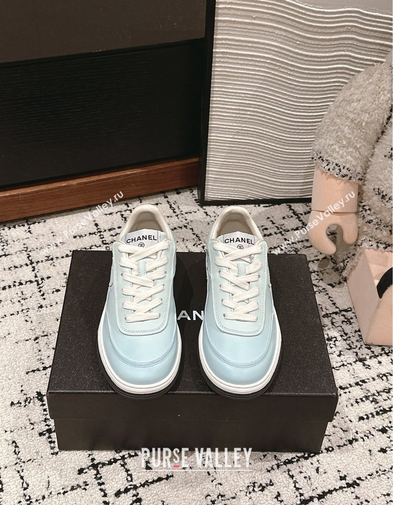 Chanel Printed Calfskin Sneakers Light Blue 2024 G46082 (KL-241120108)