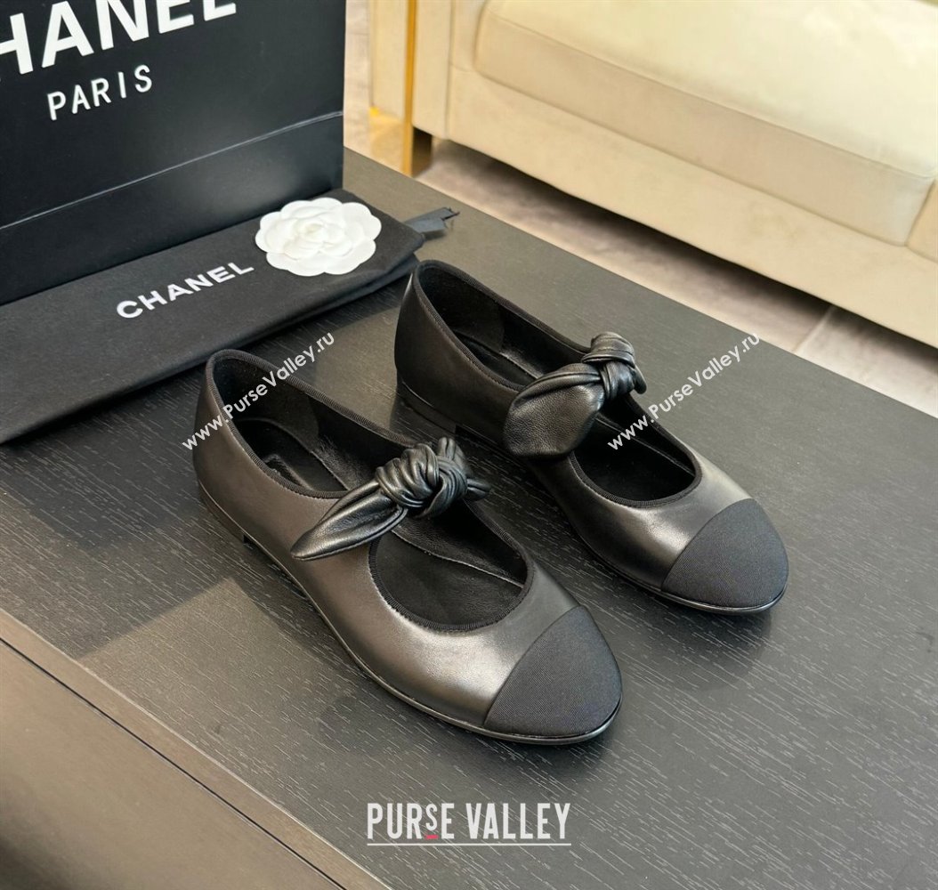 Chanel Lambskin Ballet Flats with Knot Bow Black 2024 CH112001 (MD-2411120002)