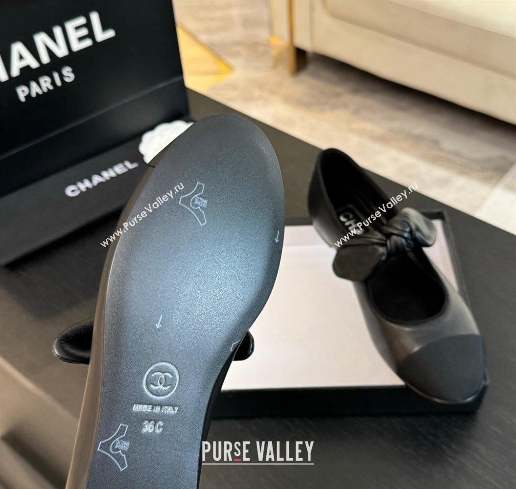 Chanel Lambskin Ballet Flats with Knot Bow Black 2024 CH112001 (MD-2411120002)