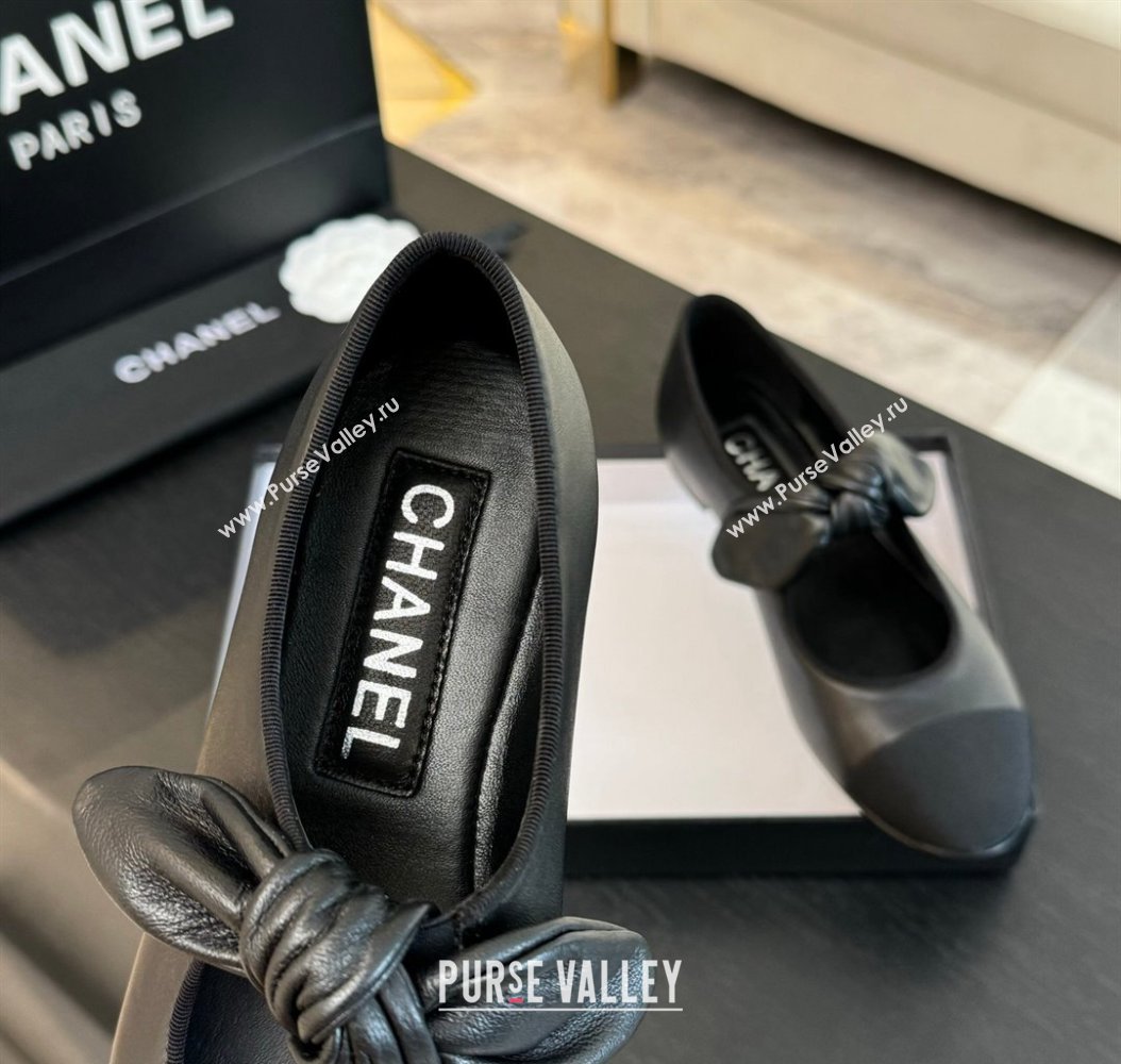 Chanel Lambskin Ballet Flats with Knot Bow Black 2024 CH112001 (MD-2411120002)