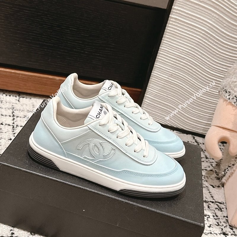 Chanel Printed Calfskin Sneakers Light Blue 2024 G46082 (KL-241120108)