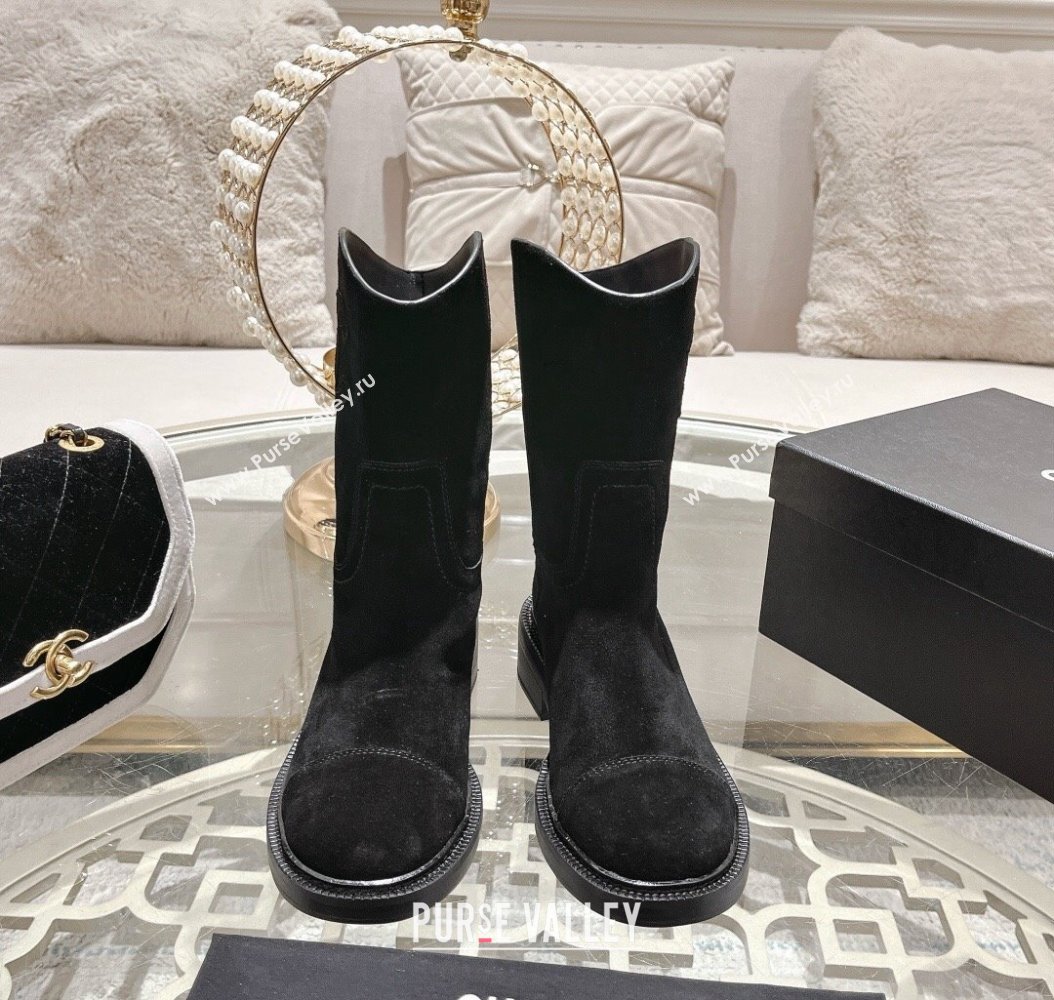 Chanel Suede Ankle Boots with Side CC Black 2024 CH112006 (MD-241120036)