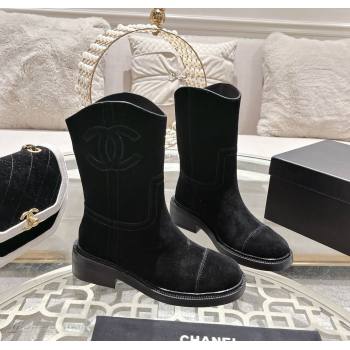 Chanel Suede Ankle Boots with Side CC Black 2024 CH112006 (MD-241120036)