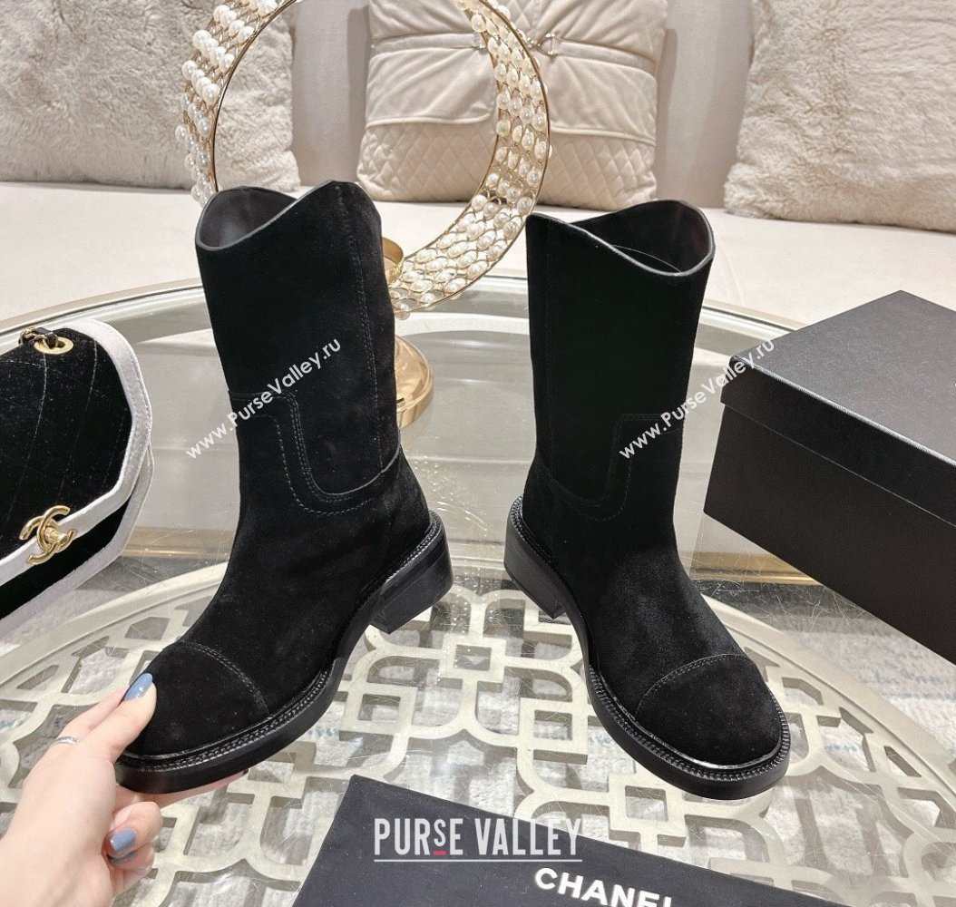 Chanel Suede Ankle Boots with Side CC Black 2024 CH112006 (MD-241120036)