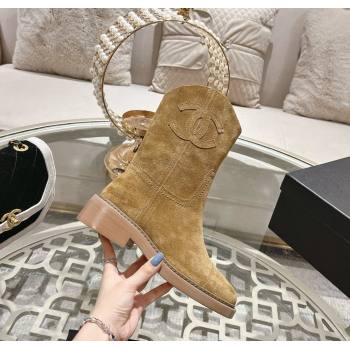 Chanel Suede Ankle Boots with Side CC Dark Beige 2024 CH112006 (MD-241120037)