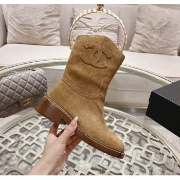 Chanel Suede Ankle Boots with Side CC Light Brown 2024 CH112006 (MD-241120039)