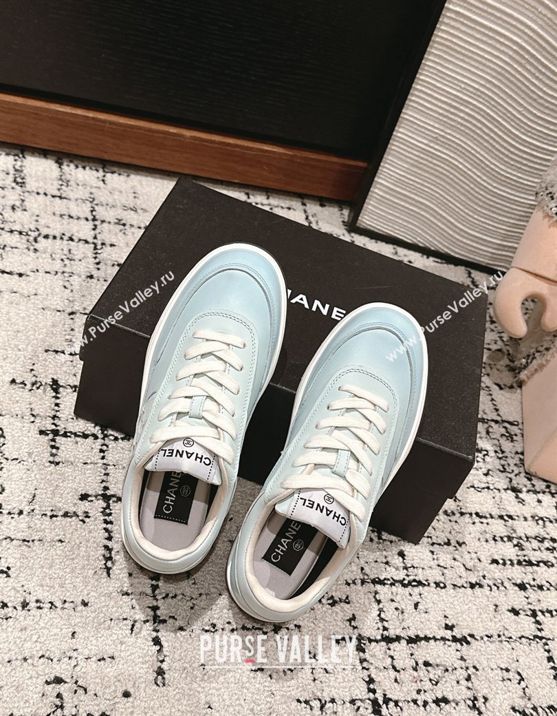 Chanel Printed Calfskin Sneakers Light Blue 2024 G46082 (KL-241120108)