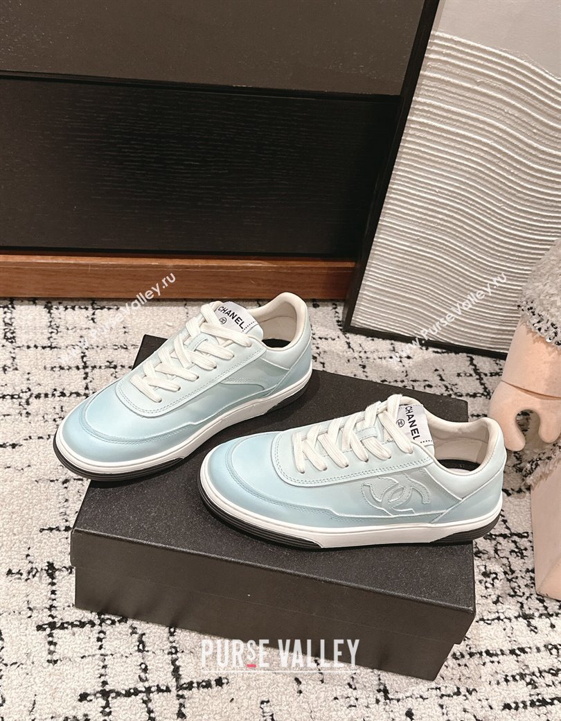 Chanel Printed Calfskin Sneakers Light Blue 2024 G46082 (KL-241120108)