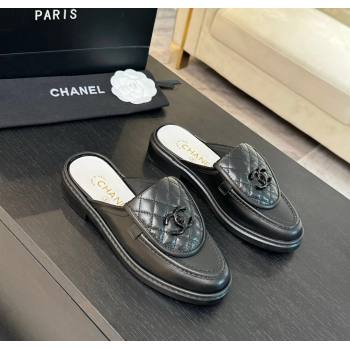 Chanel Calfskin Flat Mules with Quilted CC Foldover G45474 Black Upper 2024 (MD-241120064)