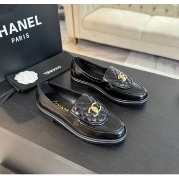 Chanel Calfskin Flat Loafers with Quilted CC Foldover G45474 Black 2024 (MD-241120073)