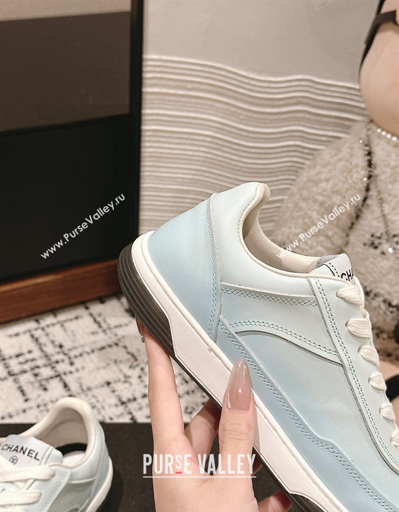 Chanel Printed Calfskin Sneakers Light Blue 2024 G46082 (KL-241120108)