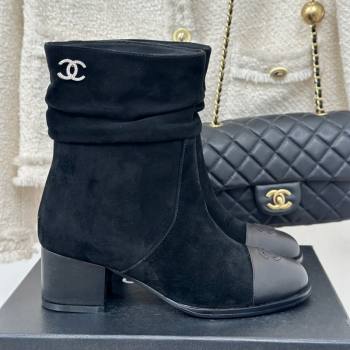 Chanel Suede Heel Pile Ankle Boots Black 2024 CH112007 (MD-241120094)