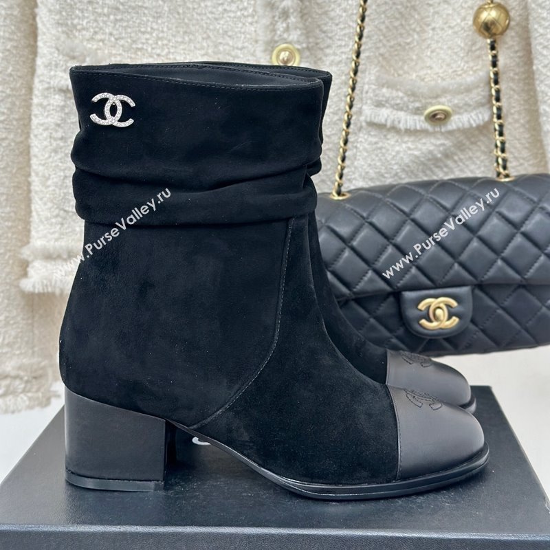 Chanel Suede Heel Pile Ankle Boots Black 2024 CH112007 (MD-241120094)