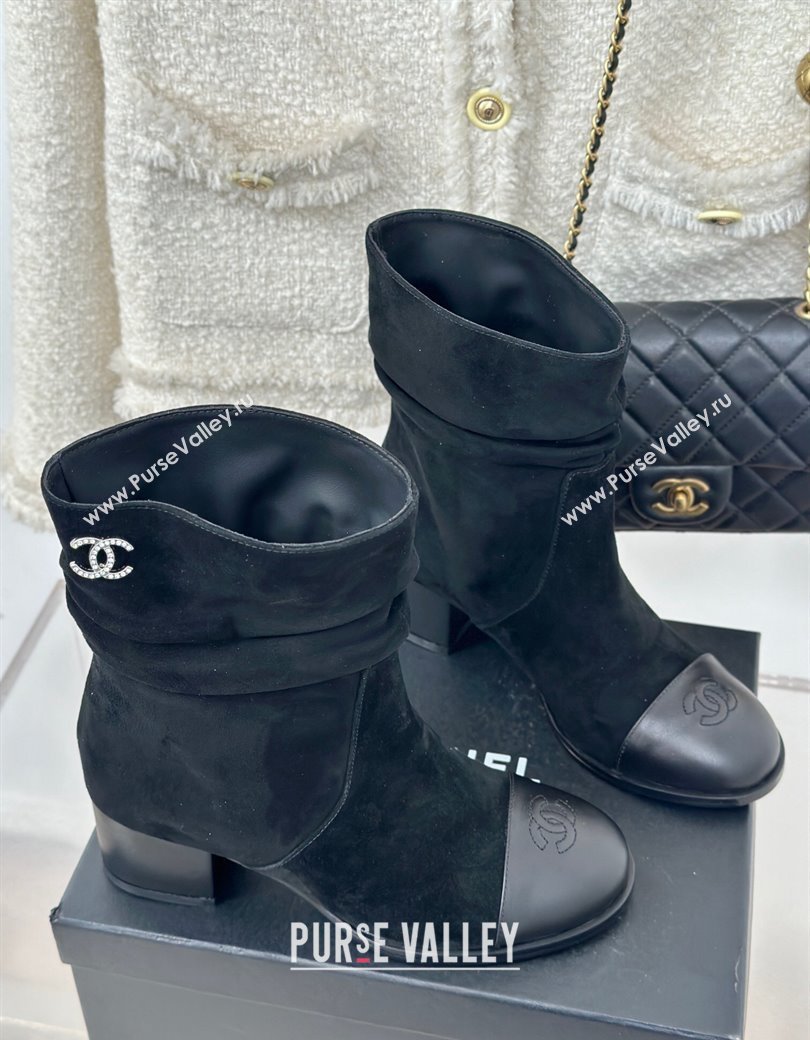 Chanel Suede Heel Pile Ankle Boots Black 2024 CH112007 (MD-241120094)