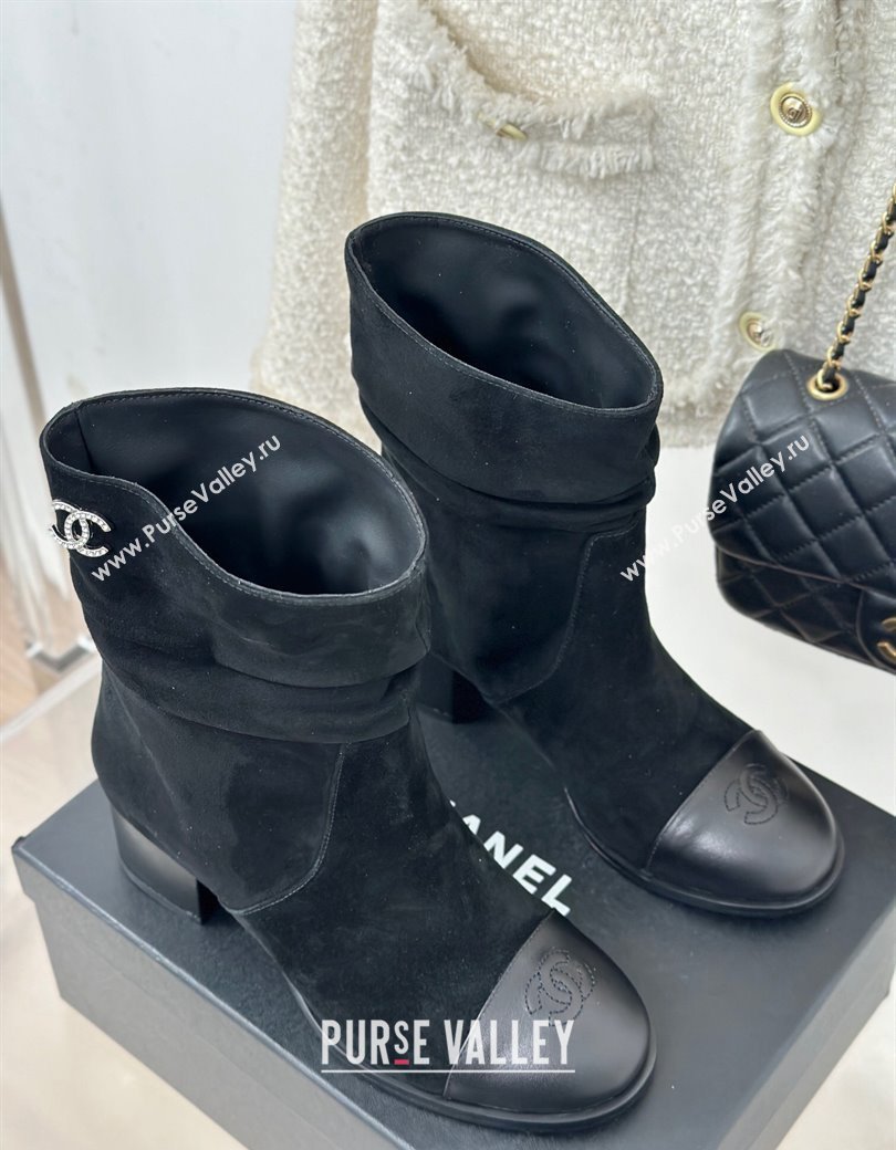 Chanel Suede Heel Pile Ankle Boots Black 2024 CH112007 (MD-241120094)