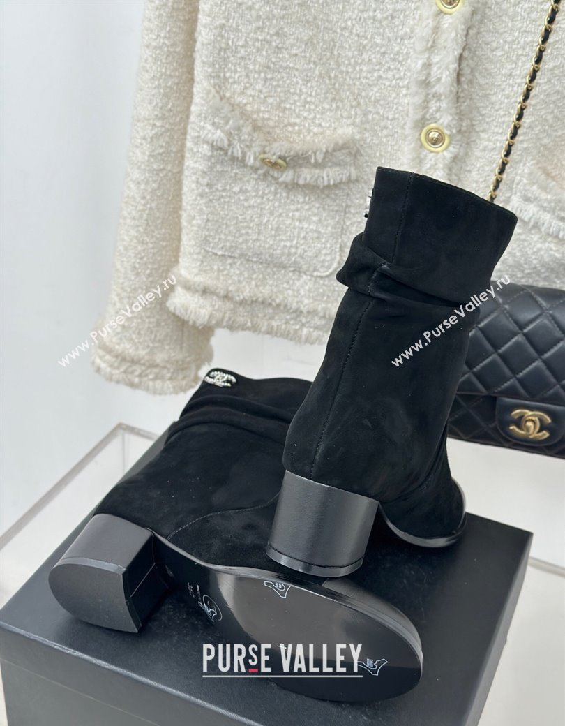 Chanel Suede Heel Pile Ankle Boots Black 2024 CH112007 (MD-241120094)