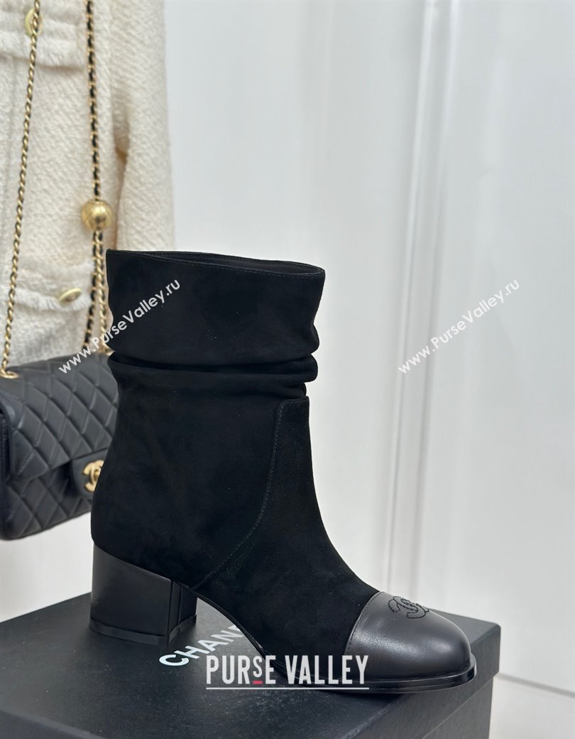 Chanel Suede Heel Pile Ankle Boots Black 2024 CH112007 (MD-241120094)