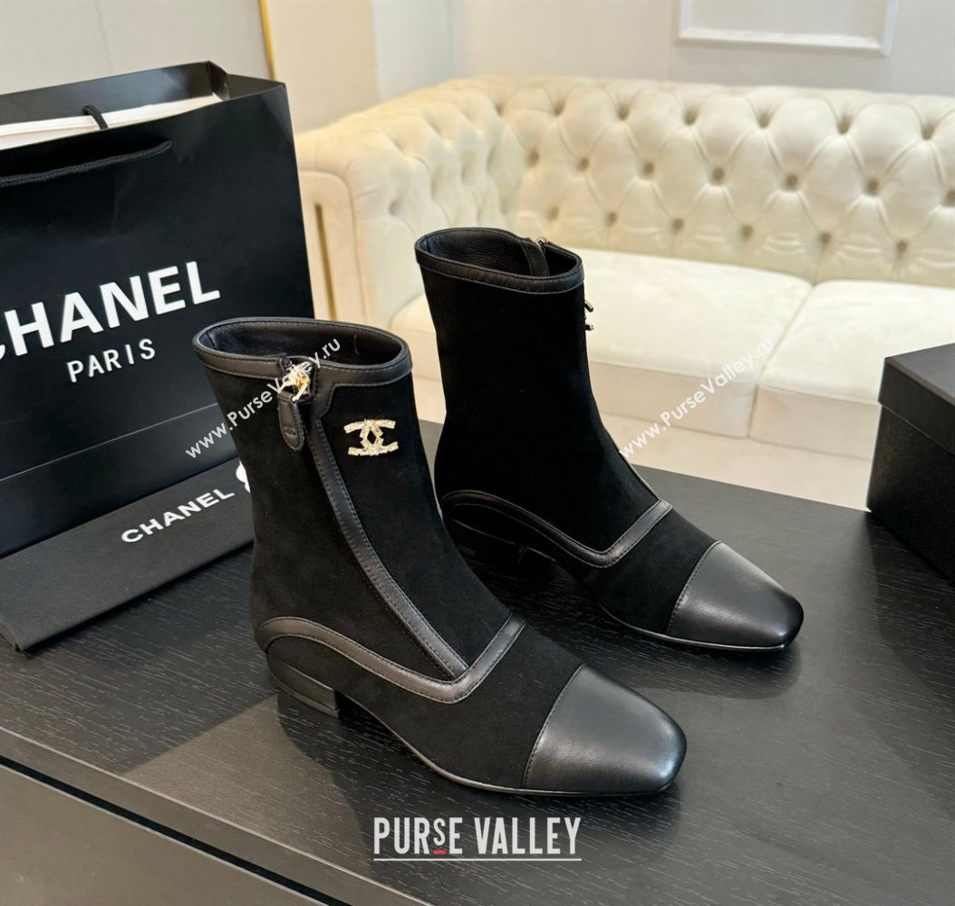 Chanel Suede Patchwork Ankle Boots Black 2024 CH112008 (MD-241120098)