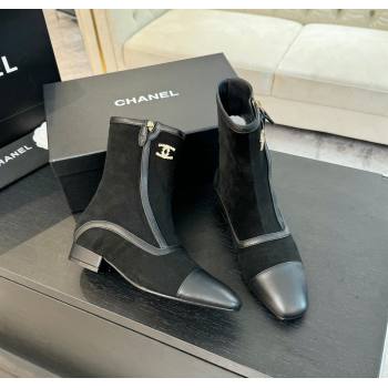 Chanel Suede Patchwork Ankle Boots Black 2024 CH112008 (MD-241120098)